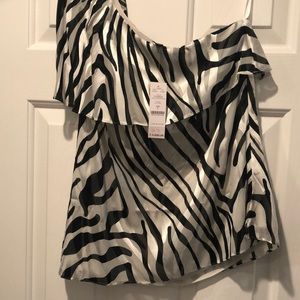 NWTBlack House White Market Zebra print one shoulder top.